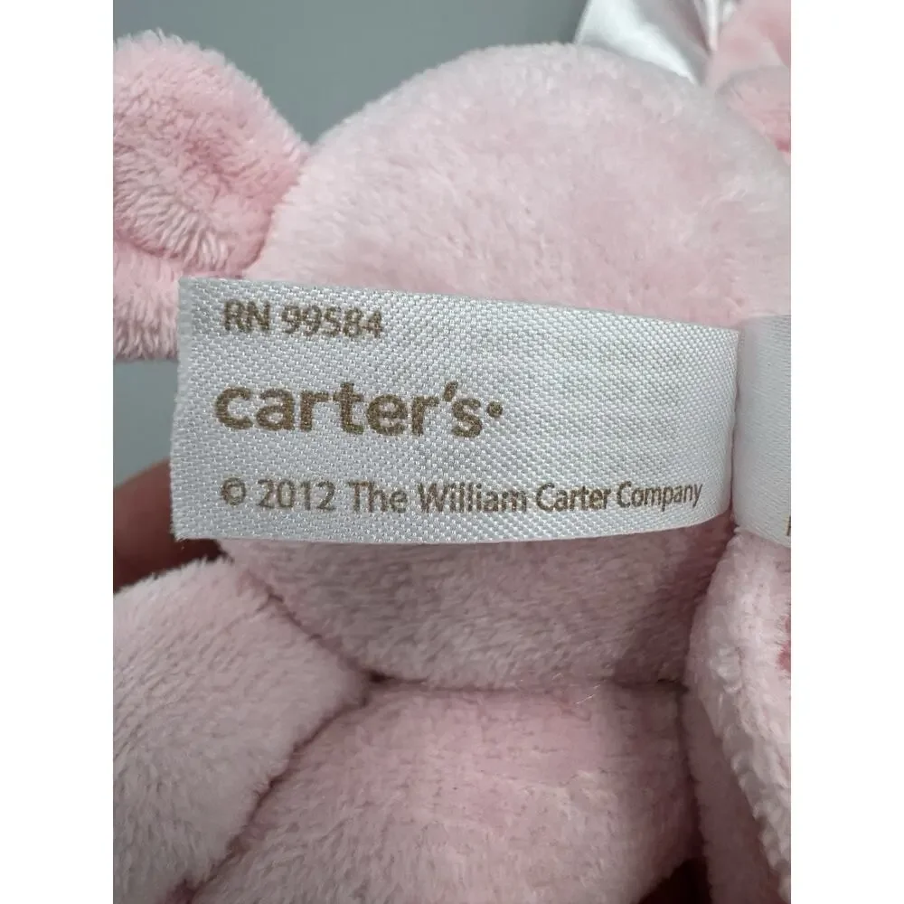 Carter's Pink Teddy Lovey Rattle Plush Satin Ruffle Security Blanket